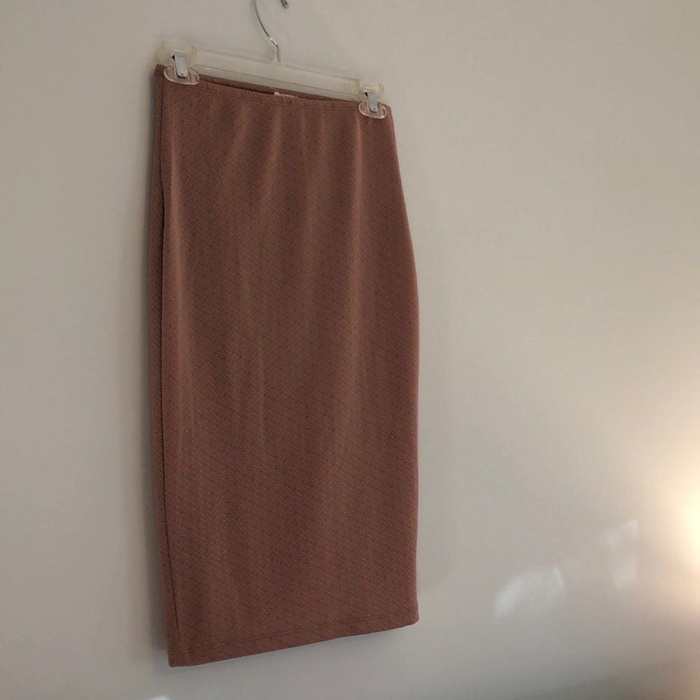 Tan Pencil Midi Skirt LA Hearts